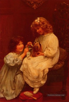  enfant Peintre - Le ruban bleu enfants idylliques Arthur John Elsley